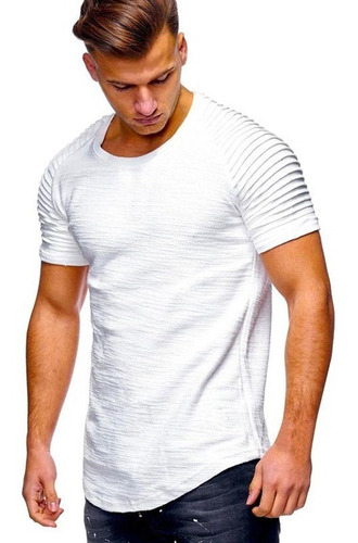 Remera Hombre Manga Corta Moda Slim Fit Entallada A14