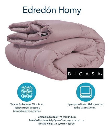 Combo Queen Size Edredon Dicasa Homy + Softy+2 Pack + Ultra Lila / Platino Lisa