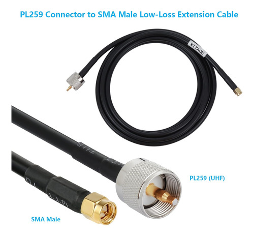 Cable De Extensión Sma Macho A Pl259 Uhf S-mr240 De 3 Pie...