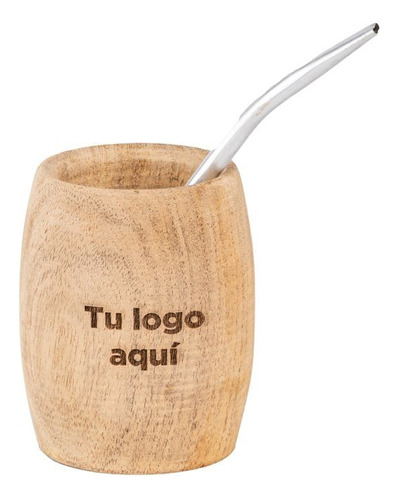 Mate Madera Pera C/bombilla (opc. Logo, Frase O Nombre)