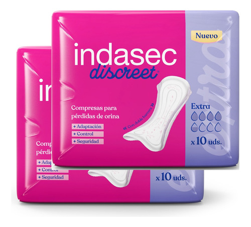 Indasec Extra Discreet Pack X 2 Total 20 Unidades