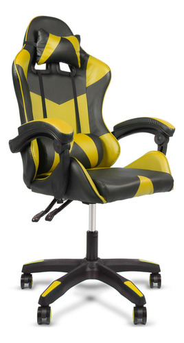 Cadeira Escritório Gamer GM001 Cor Amarela Couro Sintético Youtube Cor Amarelo