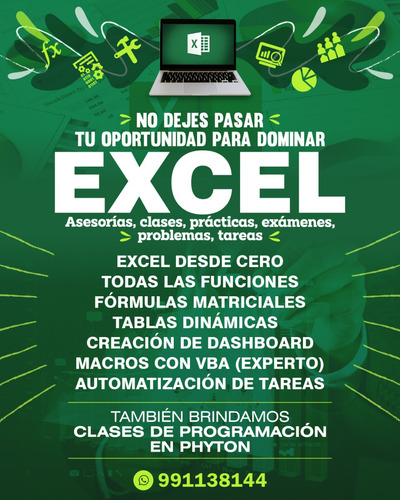 Clases Particulares Excel, Power Bi. Asesoría. Trato Directo