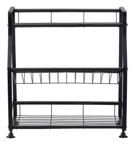 Estante Para Especias Y Platos Epsilon De 3 Niveles, Negro