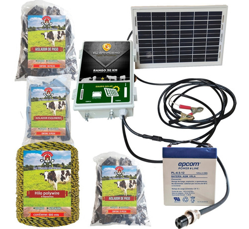 Cerco Electrico Ganadero Kit Solar (30 Km) + 500m De Hilo