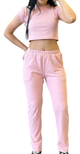 Conjunto Remera Top Y Pantalón Comfy Mujer