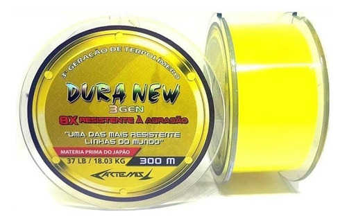 Linha Duranew 0,37mm 300m Soft 8x Pesqueiro Baixa Memória Cor Amarelo