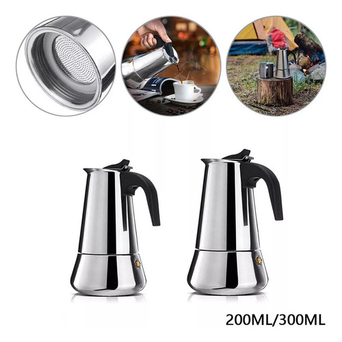 4/6 Tazas De Moka Espresso Italiano Top De Acero Inoxidable