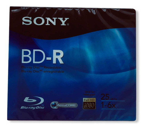 Disco Blue Ray Bd-r Sony 25gb 6x Con Estuche  1pza