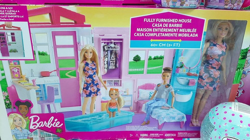 Casa Glam De La Barbie Amoblada Plegable Muñeca Y Accesorios
