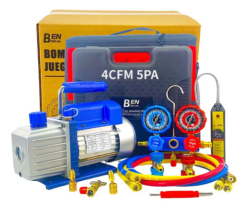 4cfm Bomba De Vacío Benzhijia+kit Manómetro+detector De Fuga