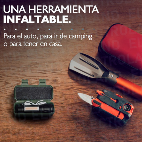 Imagen 7 de 10 de Mini Linterna Portátil Táctica Led Recargable Usb Zoom