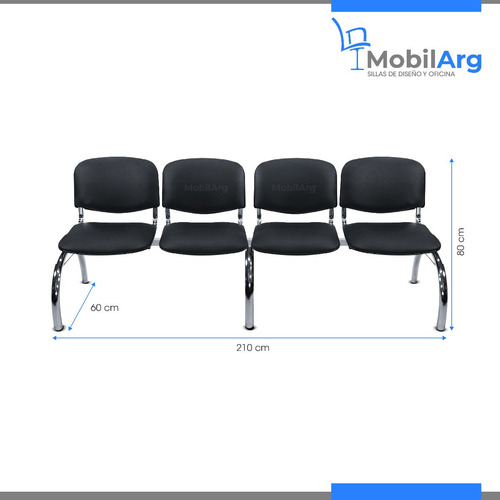 Imagen 4 de 9 de Silla Tandem X4 Sala De Espera Cromado Tapizado Consultorios