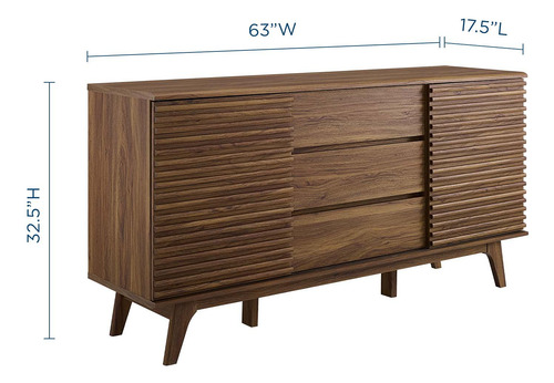 Modway Render Mueble Moderno De Mediados De Siglo Para Mesa Nuez