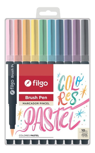 Marcador Fibra Punta Pincel Lettering Brush Pen X 10 Pastel