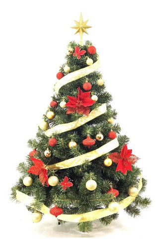 Árbol De Navidad Premium 1,30-kit Rojo-oro 36- P.premium Color Verde