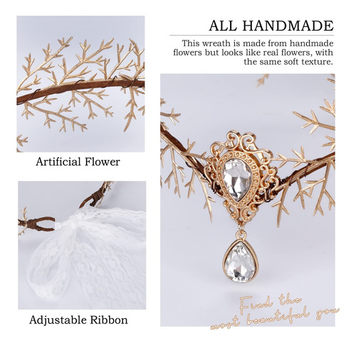 Diadema De Hojas De Hada Con Diamantes De Imitación
