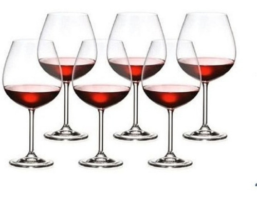 Imagen 5 de 7 de Copa Copon Vino Cristal Bohemia Colibrí 650ml Set X 12