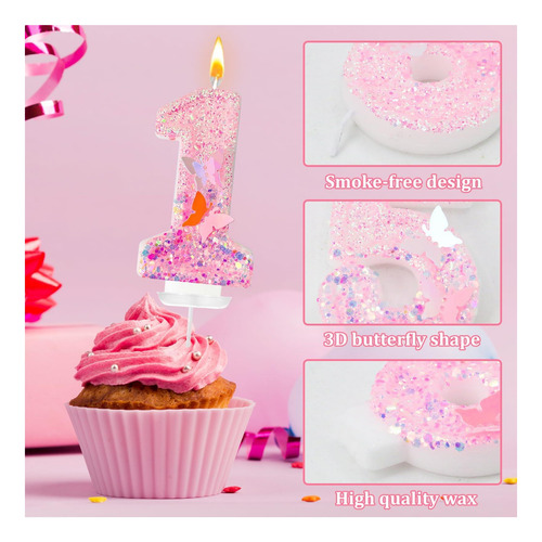 Jonesli Velas De Primer Cumpleaños, Toppers De Mariposa De Y