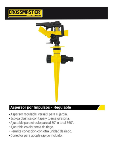 Imagen 2 de 3 de Aspersor Regador Por Impulsos Regulable Estaca Crossmaster 9