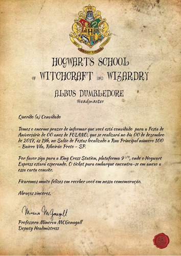 Imagem 2 de 3 de Convite Harry Potter - Somente Carta