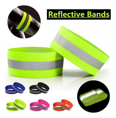 2 Pulsera Reflejante Correr Banda Deporte Bicicleta Moto
