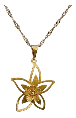 Flor, Joyas, Delicado Regalo Para Mujer, Dije Y Cadena, Oro