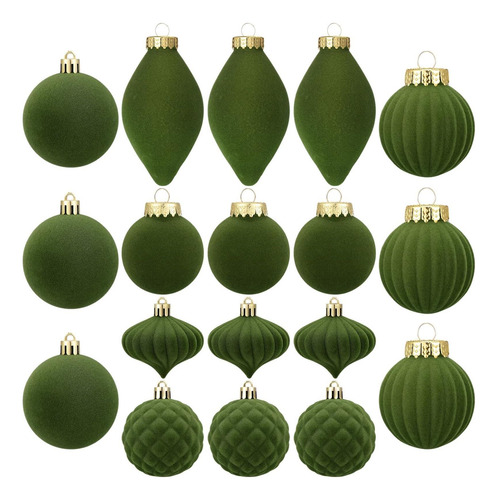 Syhood 18 Pcs Velvet Verde Bolas De Navidad De Navidad