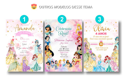 Convite Digital Aniversário Princesas