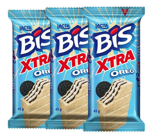 Bis Xtra Oreo Lacta Kit Com 3 Unidades De 45g