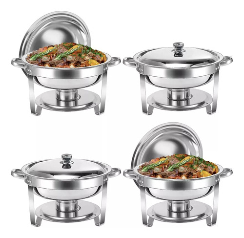 4pz Juego Para Platos De Comida De Inoxidable Y Calentadores