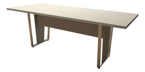 Mesa De Reunião Escritório Pés Metal Cinza 200cm F5 Office