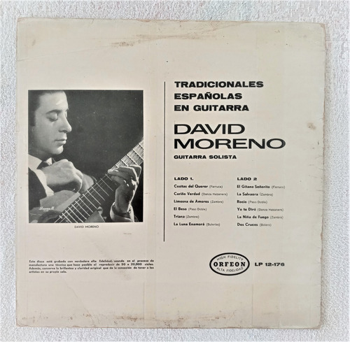 David Moreno Lp Tradicionales Españolas En Guitarra (Usado)