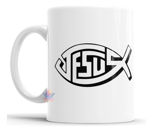 Taza De Cerámica Jesus Pez Logo Cristiano Símbolo Ichthus 