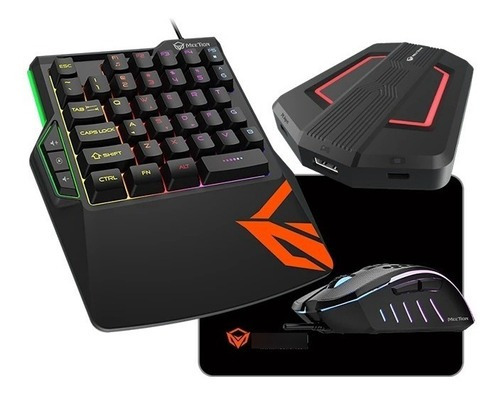 Kit Gamer Teclado Mouse Adaptador Pad Meetion C 0015 Color del teclado Negro