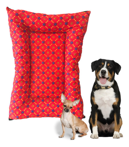 Colchonete Pet Caminha Para Cachorros Cães 60x80 Lavável Cor Vermelho Desenho Vermelho