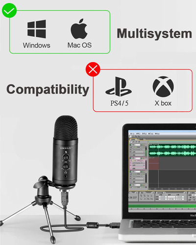 Microfono Pc Para Podcast Transmision Usb Condensador