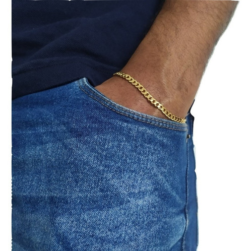 Imagem 4 de 5 de Pulseira Rellicari Masculina Banhada A Ouro 21 Cm 18k P011