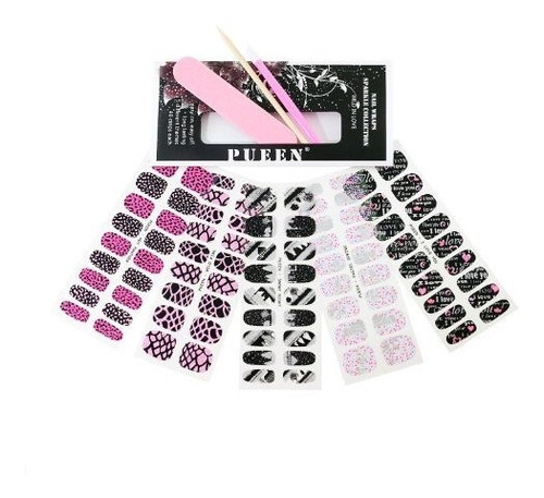 Pueen 3d Sparkle Nail Wraps Coleccion Wild In Love Paquete 