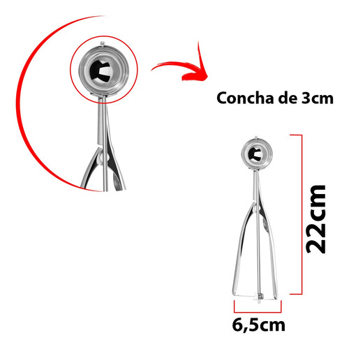 Colher Concha Sorvete Ejetor Manual 123útil Original Pequeno