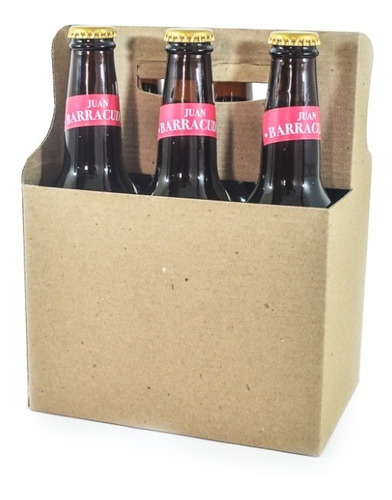 100 Cajas Portabotellas 6 Cav Cerveza Cartón Micro Kraft