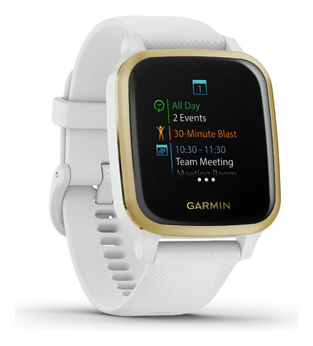 Smartband Garmin Venu Venu Sq 1.3" caixa 40mm de  polímero reforçado com fibra  white, pulseira  white e o arco  light gold de  alumínio anodizado