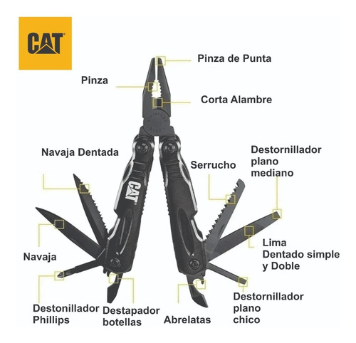 Imagen 2 de 8 de Pinza Cat Caterpillar Multi Herramienta 13 En 1 980021 Inox
