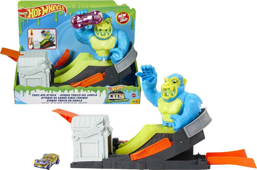 Pista Hot Wheels Toxic Ape Attack Nemesis Gorila Move Action