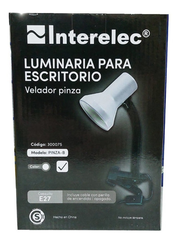 Imagen 2 de 4 de Velador De Mesa Con Pinza Interelec Gx6319 Zocalo E-27