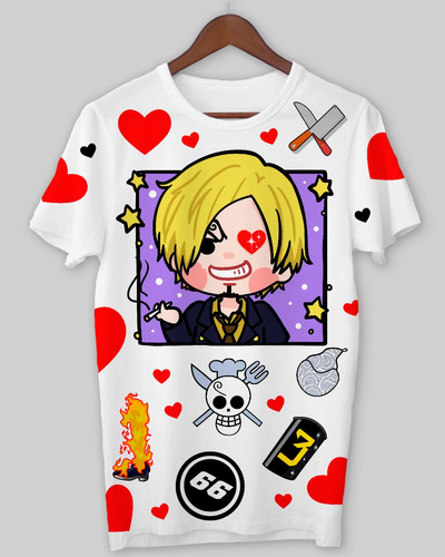 Remera Sanji, One Piece, Edición Kawaii Anime