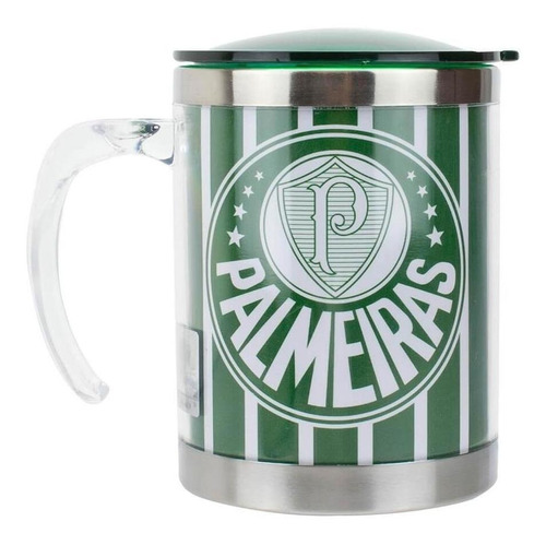 Caneca Térmica Com Tampa 450ml Listrada - Palmeiras