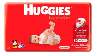 Fraldas Descartáveis Infantis Supreme Care Com 40 Unidades Tamanho M Huggies