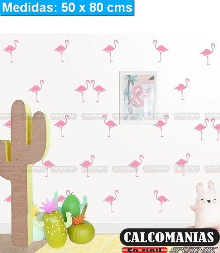 Vinil Decorativo Garzas Flamingos 100 Piezas