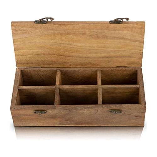 Caja De Té De Madera Con 6 Compartimentos.